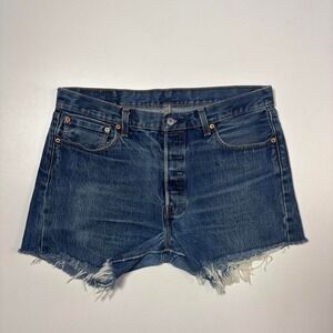 Levi's 501 Y2K Cut Off Denim Shorts Blue - W34